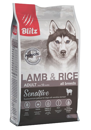 Blitz Sensitive Adult Lamb & Rice сухой корм для взрослых собак всех пород с ягненком