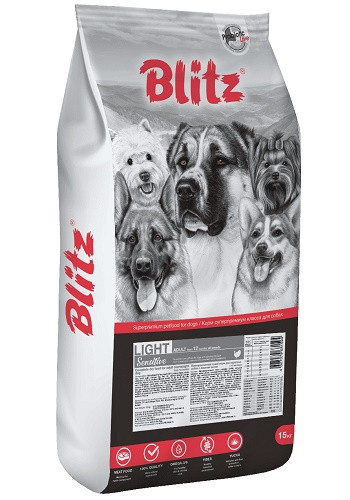 Blitz Sensitive Adult Light сухой корм для взрослых собак с лишним весом