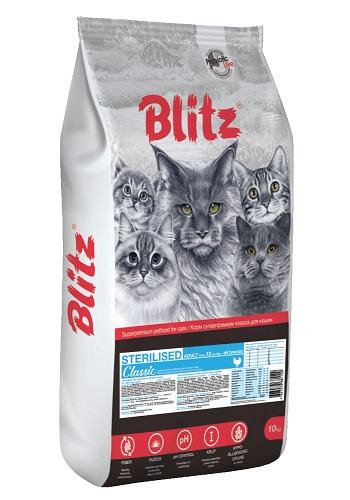 Blitz Classic Sterlised Chicken сухой корм для стерилизованных кошек