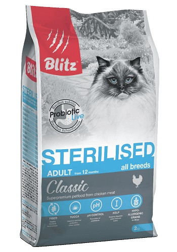 Blitz Classic Sterlised Chicken сухой корм для стерилизованных кошек SALE