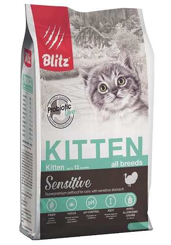 Blitz Sensitive Kitten сухой корм для котят с индейкой