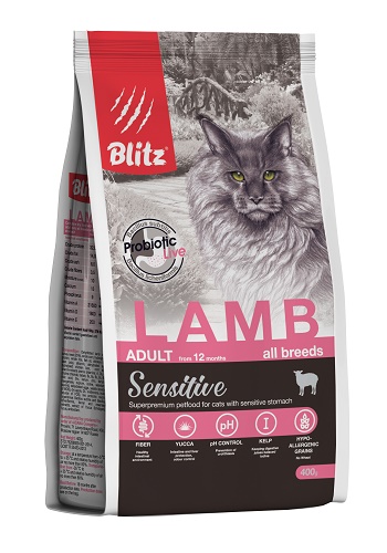 Blitz Sensitive Adult Lamb сухой корм для кошек с ягненком