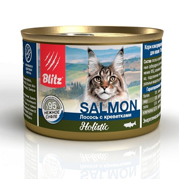 Blitz Holistic Salmon влажный корм для кошек Лосось с креветками