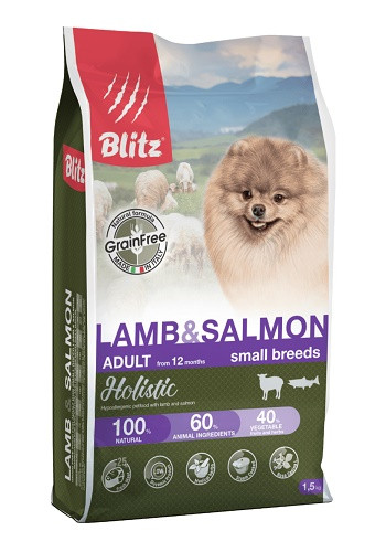 Blitz Holistic Adult Lamb & Salmon беззерновой сухой корм для собак мелких пород с ягненком и лососем