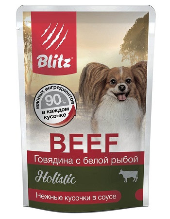 Blitz Holistic Beef пауч для собак мелких пород Говядина с белой рыбой
