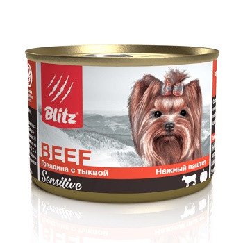 Blitz Sensitive Beef влажный корм для собак мелких пород Говядина с тыквой
