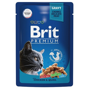 Brit Premium пауч для кошек с цыпленком и перепелкой в соусе (Россия)