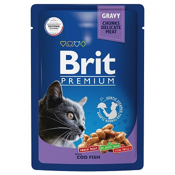 Brit Premium пауч для кошек с треской в соусе (Россия)