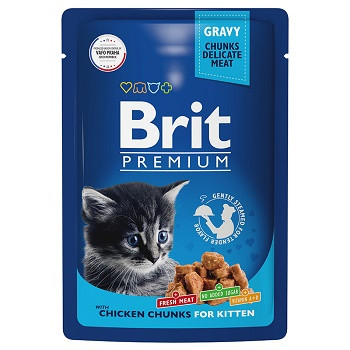 Brit Premium пауч для котят с курицей в соусе (Россия)