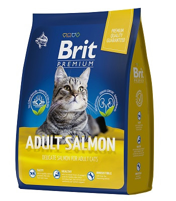 Brit Premium Adult сухой корм для взрослых кошек с лососем (Россия) АКЦИЯ 2 кг + 500 г
