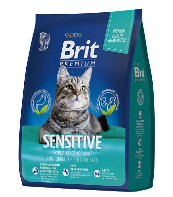 Brit Premium Sensitive сухой корм для взрослых кошек с чувствительным пищеварением (Россия) АКЦИЯ 2 кг + 500 г
