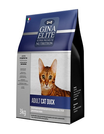 Gina Elite Adult Cat Duck сухой корм для взрослых кошек с уткой