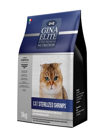 Gina Elite Sterilized Cat Shrimp сухой корм для стерилизованных кошек с креветками