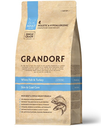 Grandorf Skin & Coat Care White Fish & Rice сухой корм для взрослых кошек