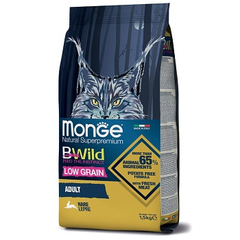 Monge BWild Low Grain Adult Hare сухой корм для кошек с мясом зайца