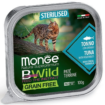 Monge BWild Sterilised консервы для кошек с тунцом и овощами