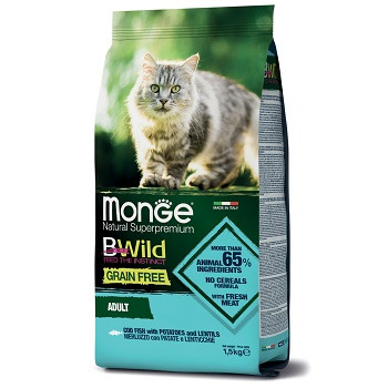 Monge BWild Grain Free Adult сухой корм для взрослых кошек с треской