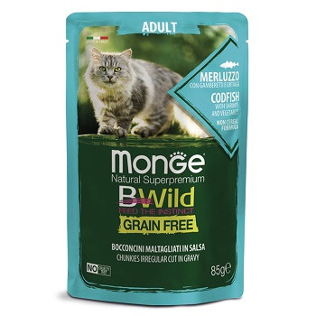 Monge BWild Adult пауч для кошек с треской и овощами