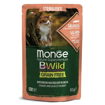 Monge BWild Sterilised пауч для кошек с лососем и овощами