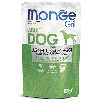 Monge Dog Grill паучи для собак с ягненком и овощами