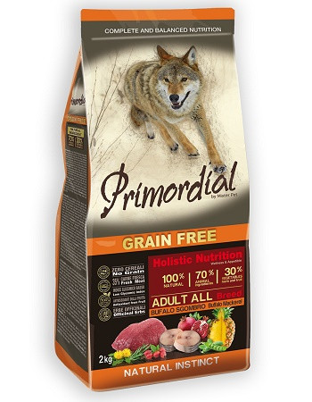 Primordial GF Adult беззерновой сухой корм для собак всех пород с буйволом и макрелью