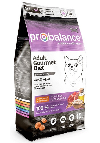 ProBalance Gourmet Diet сухой корм для взрослых кошек с говядиной и кроликом