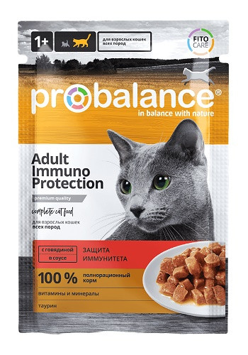 ProBalance Adult Immuno Protection влажный корм для кошек с говядиной в соусе