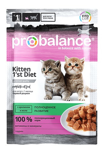 ProBalance Kitten 1st Diet влажный корм для котят с кроликом в желе 85 г