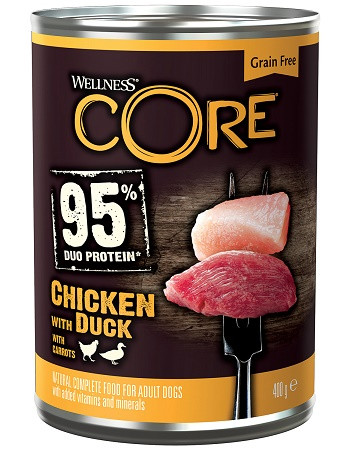 Wellness Core 95 консервы курица с уткой и морковью для взрослых собак