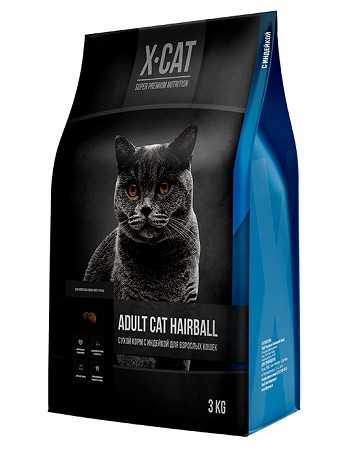 X-CAT Adult Hairball сухой корм для взрослых кошек с индейкой