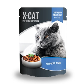 X-CAT пауч для кошек Сельдь и форель SALE