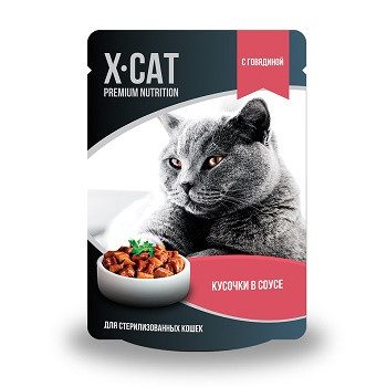 X-CAT пауч для стерилизованных кошек Говядина